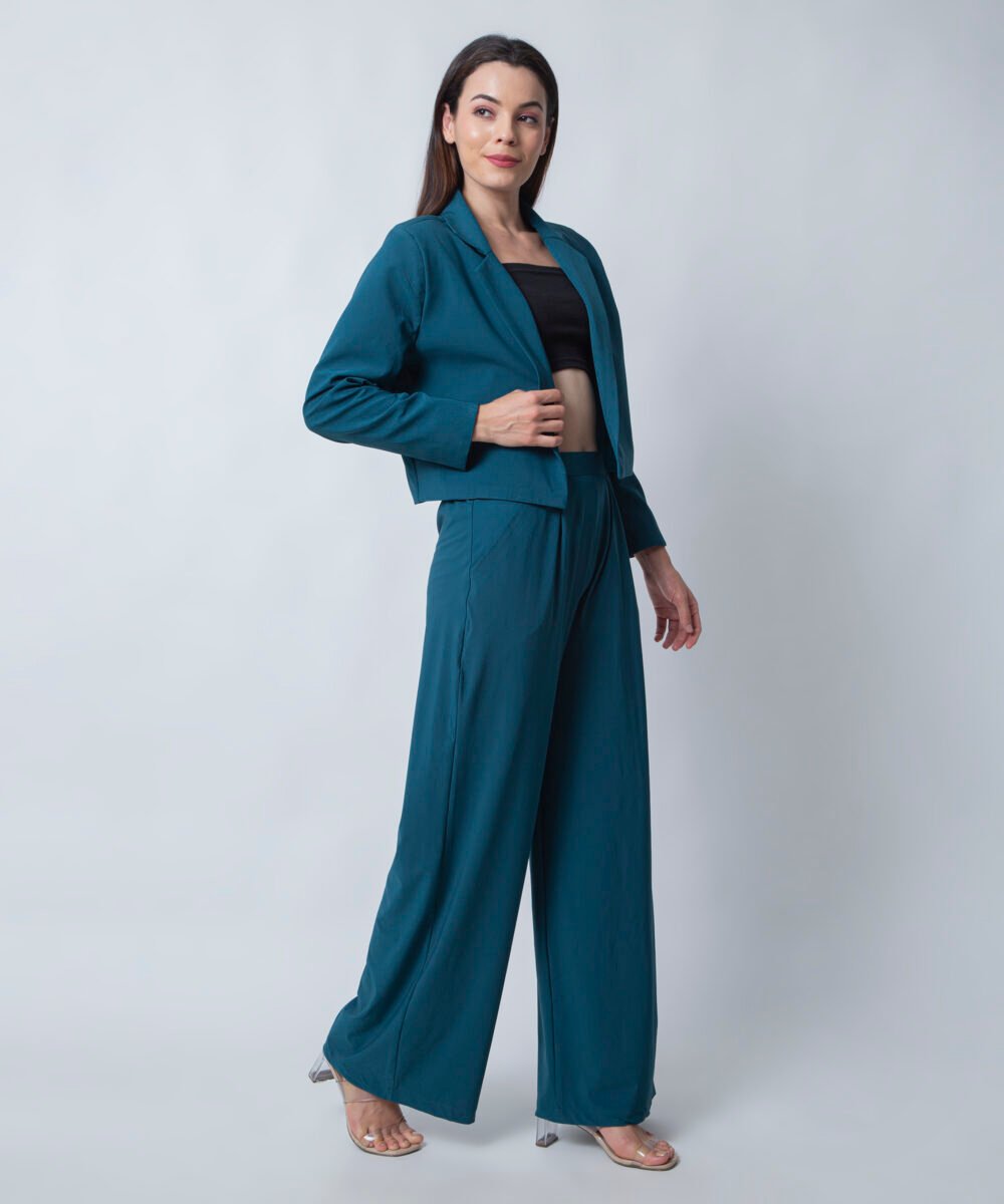 Lycra Blazer with Casual Pants Co-ord Set by Orsa Couture