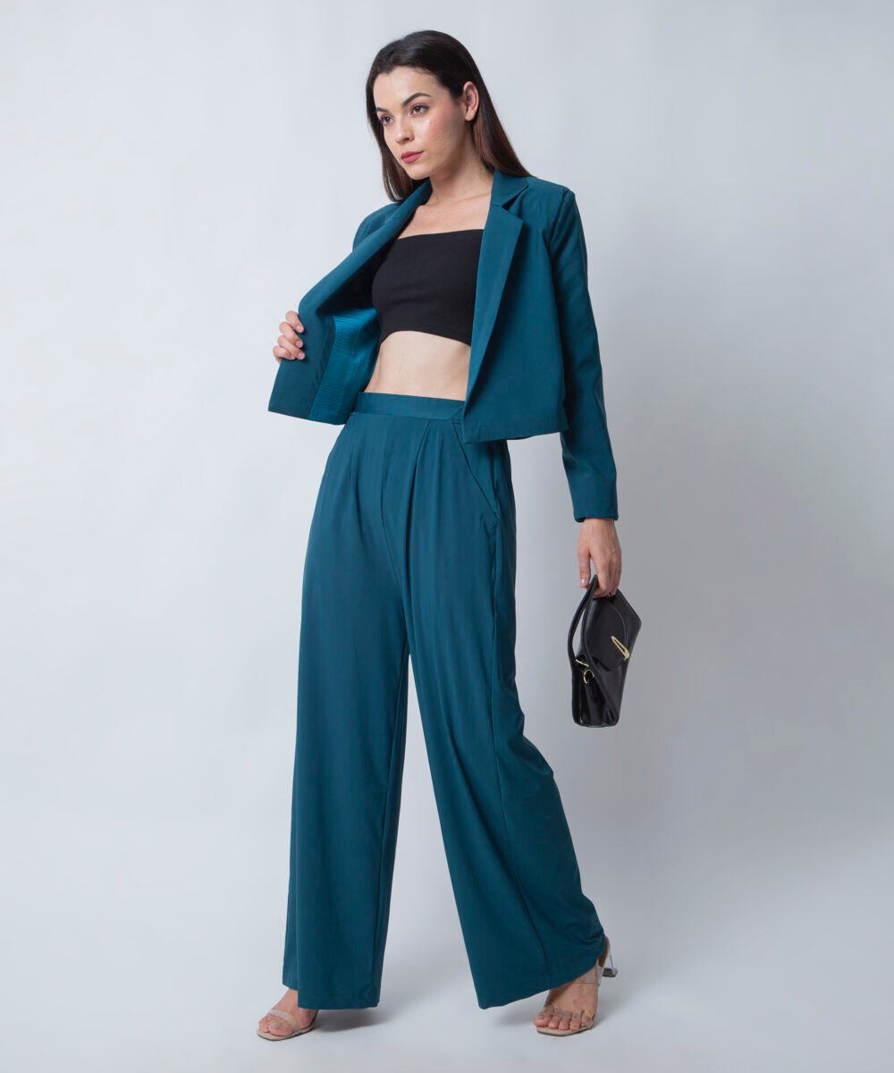 Lycra Blazer with Casual Pants Co-ord Set by Orsa Couture