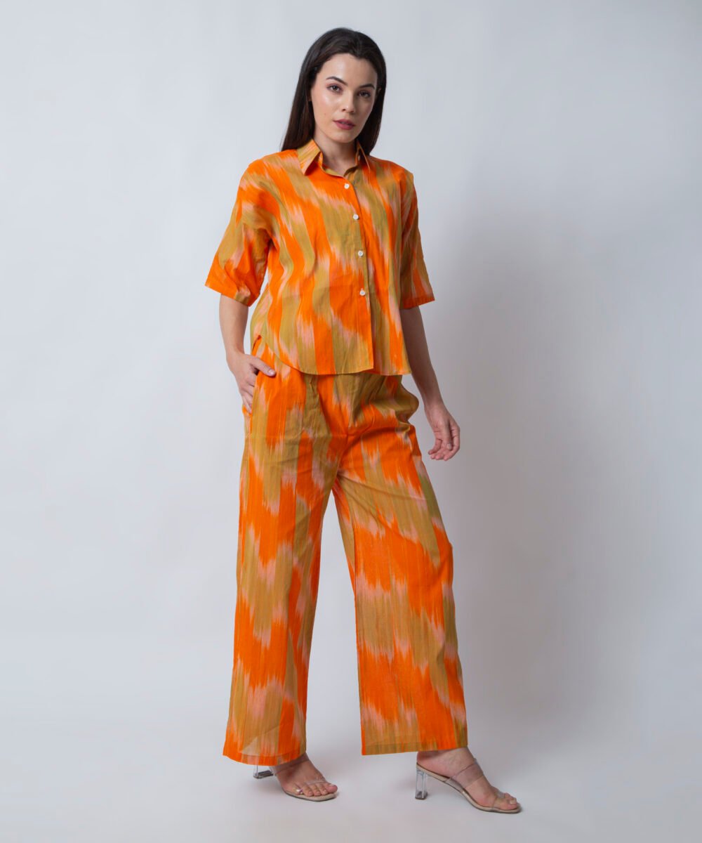 Ikat Print Co-ord Set – Orange & Grey by orsa coture