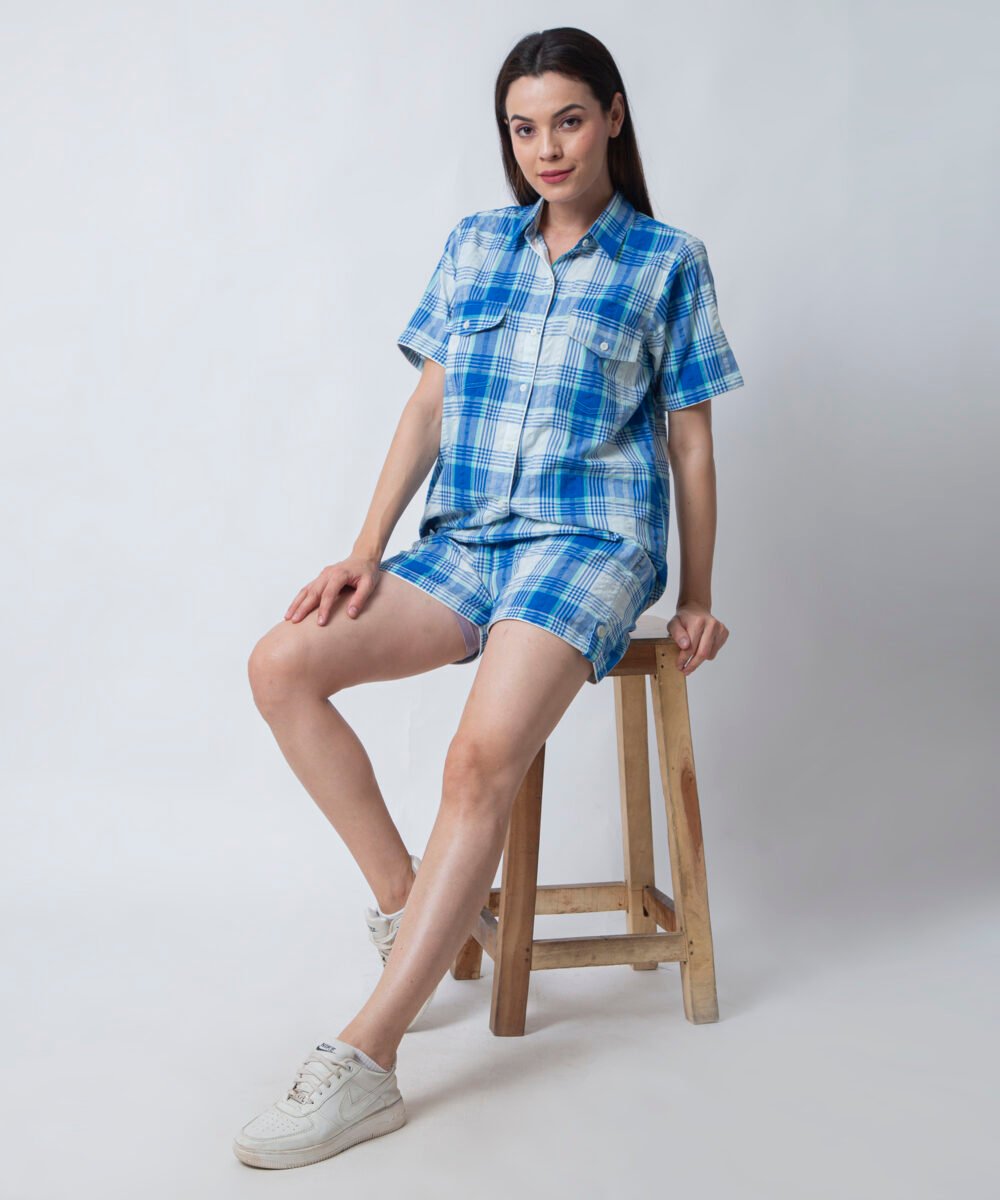 Print Checker Co-ord Set | Shirts & Shorts by orsa couture