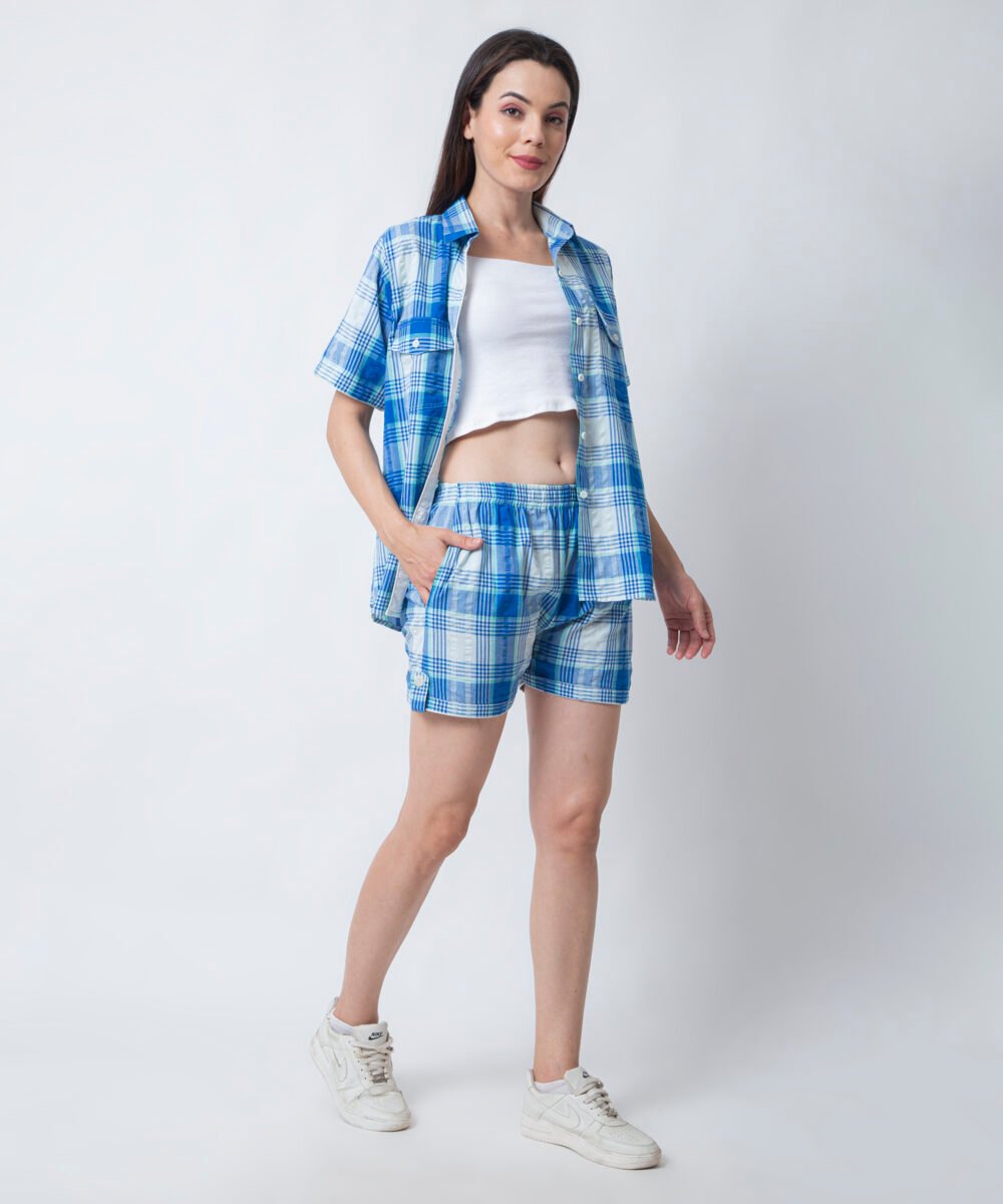 Print Checker Co-ord Set | Shirts & Shorts by orsa couture