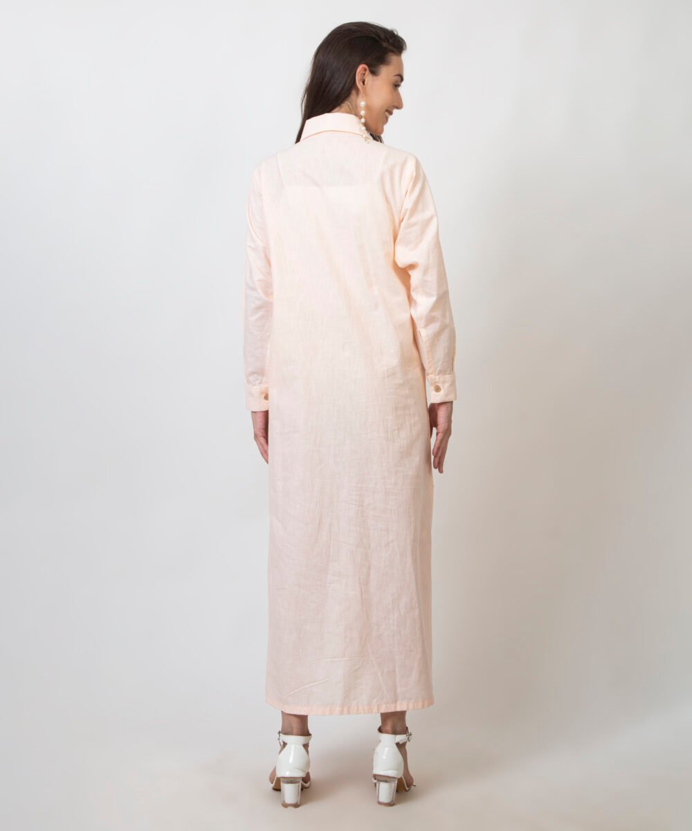 Oversized Shirt Dress with Embroidered Pocket by orsa couture