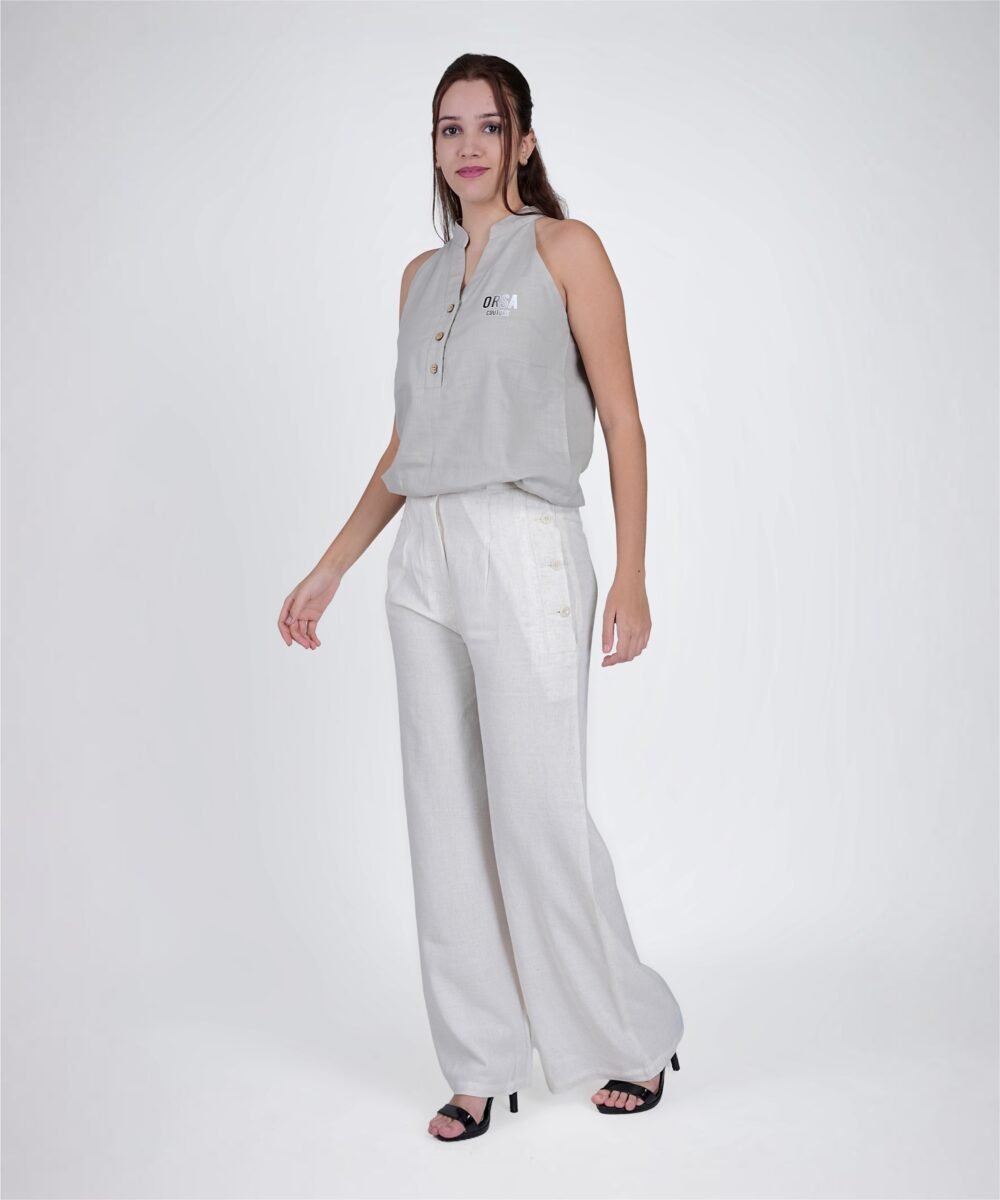 ORSA - Grey Haulter Neck Sleeveless Top & Trousers - Image 3