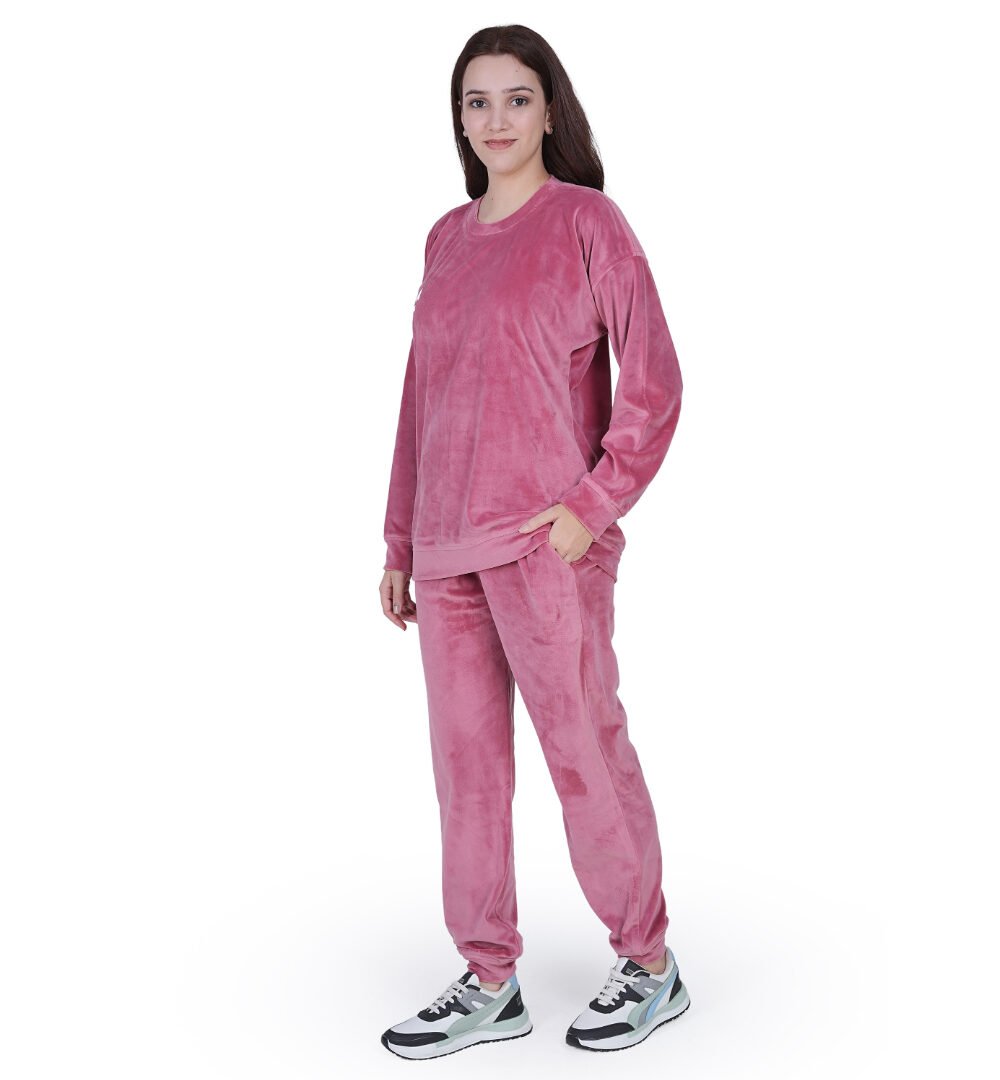 ORSA - Women lemonade Pink Fur Pearl Sweatshirt Coord - Image 3