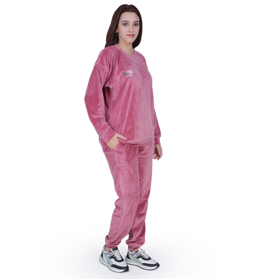 ORSA - Women lemonade Pink Fur Pearl Sweatshirt Coord - Image 4