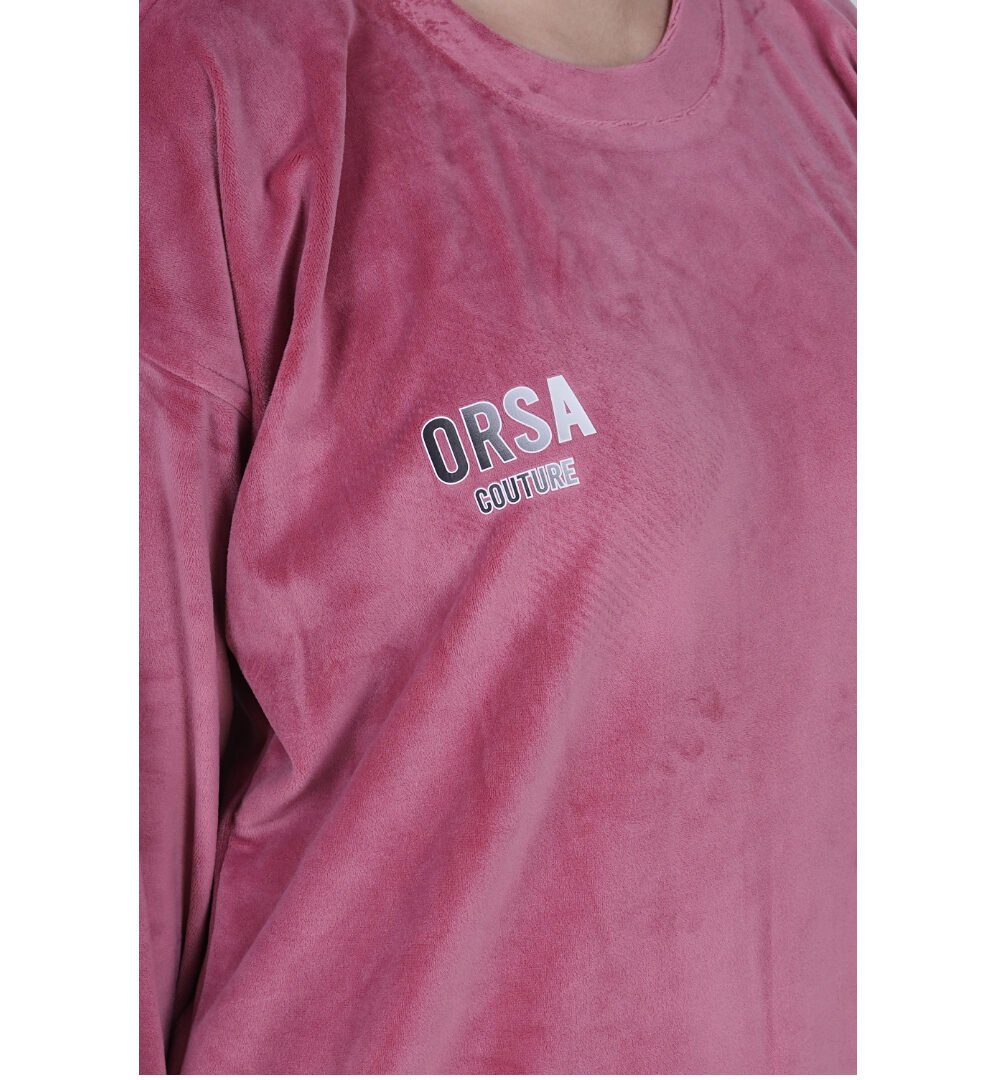 ORSA - Women lemonade Pink Fur Pearl Sweatshirt Coord - Image 6