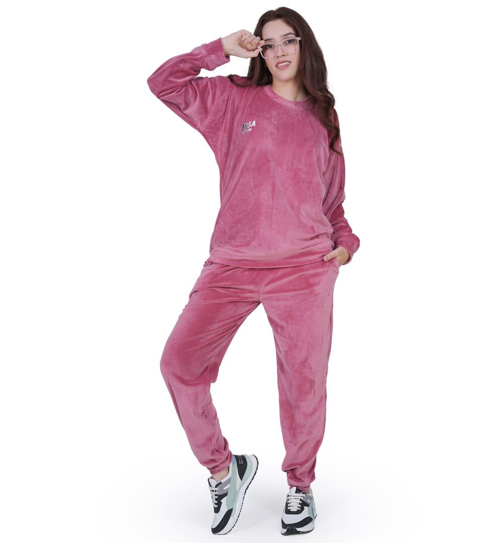 ORSA - Women lemonade Pink Fur Pearl Sweatshirt Coord