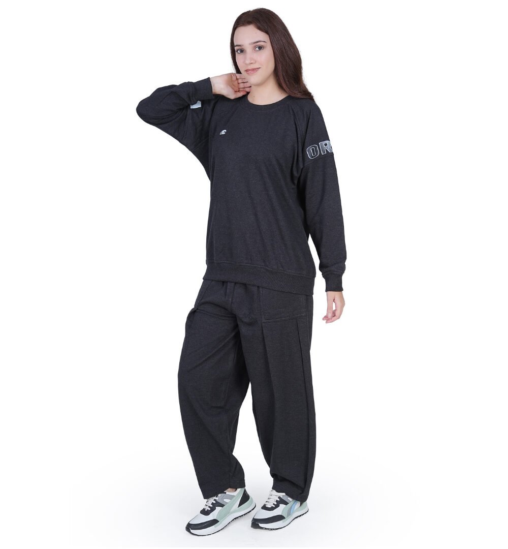 Black co ord set with baggy joggers for women
