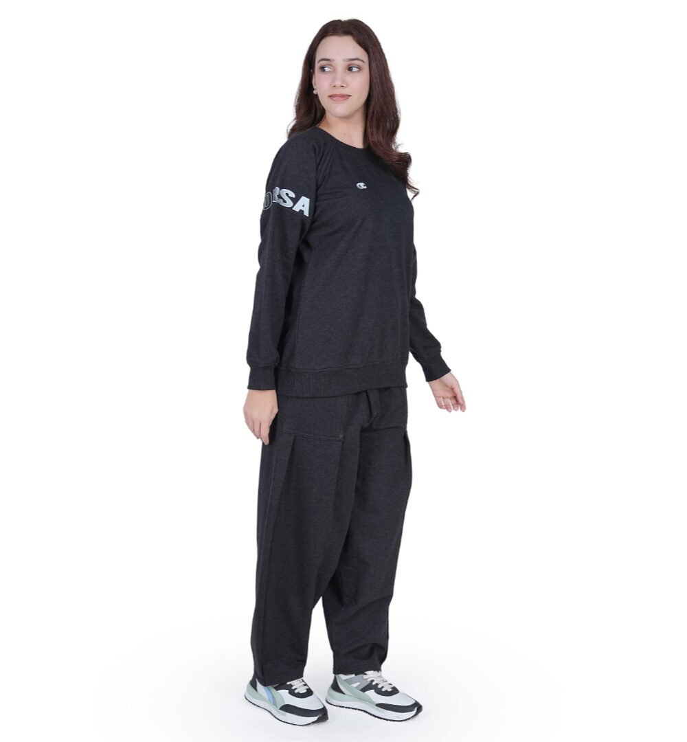Black co ord set with baggy joggers for women
