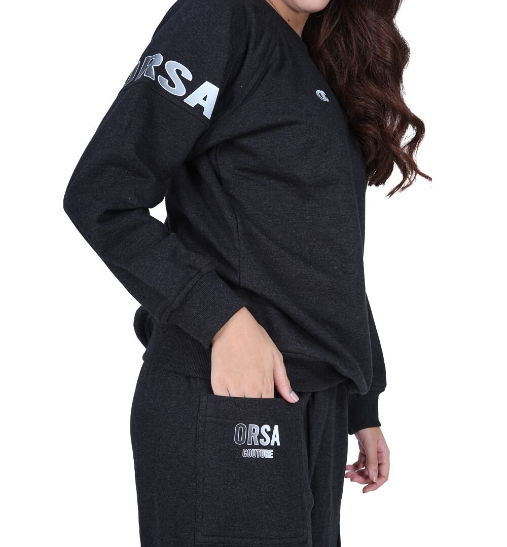 Black co ord set with baggy joggers for women