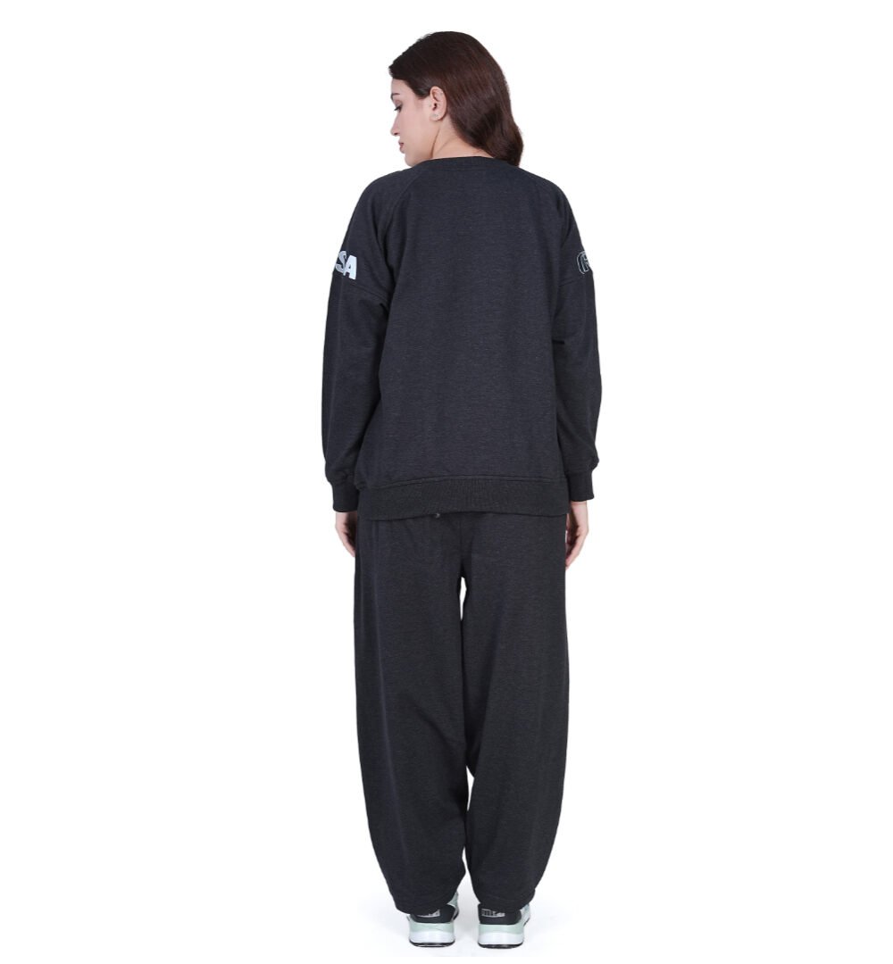 Black co ord set with baggy joggers for women