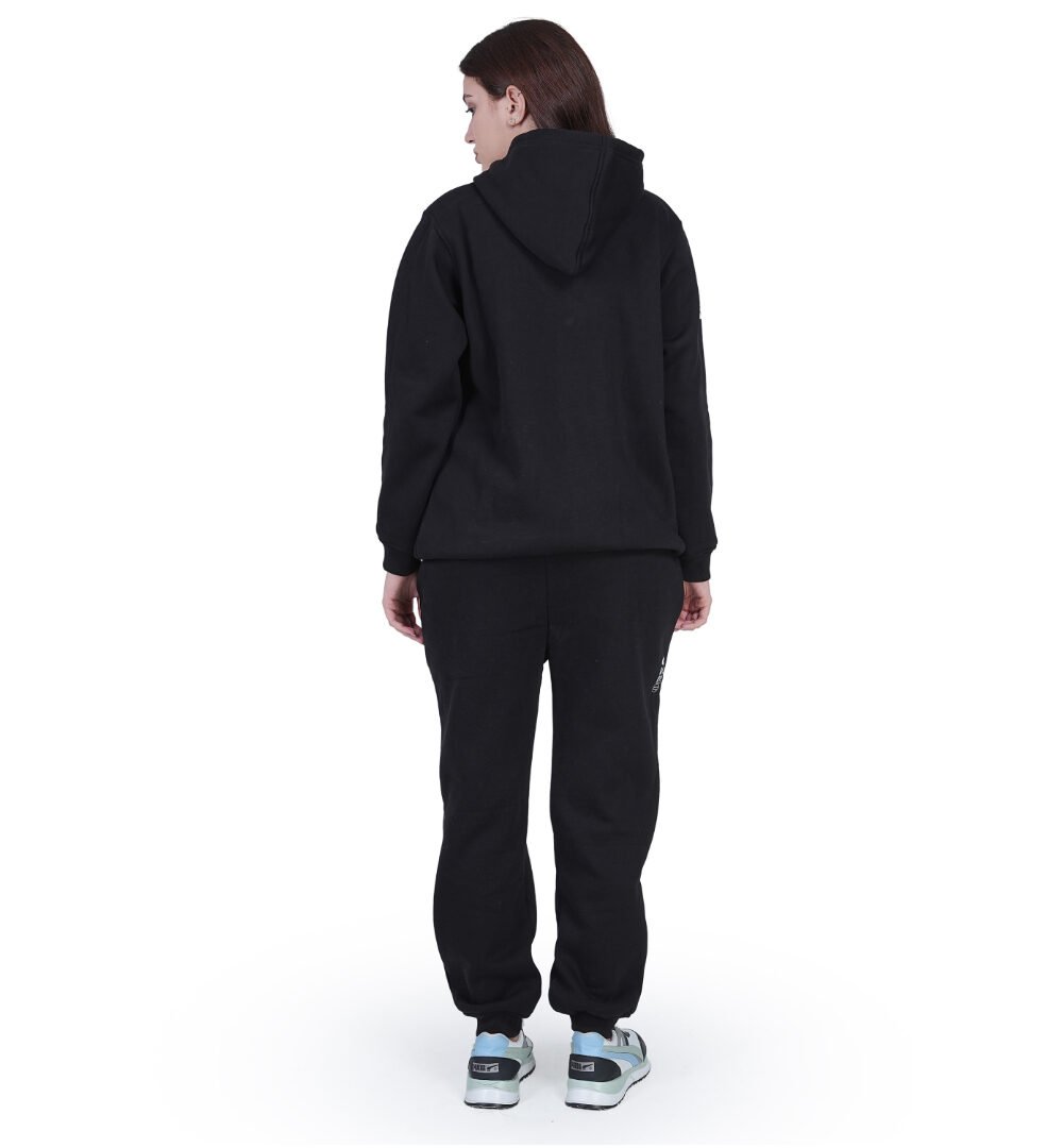 ORSA Women Solid Black zipper Sweartshirt Hoodie Full Sleeves Co-ord - Image 4