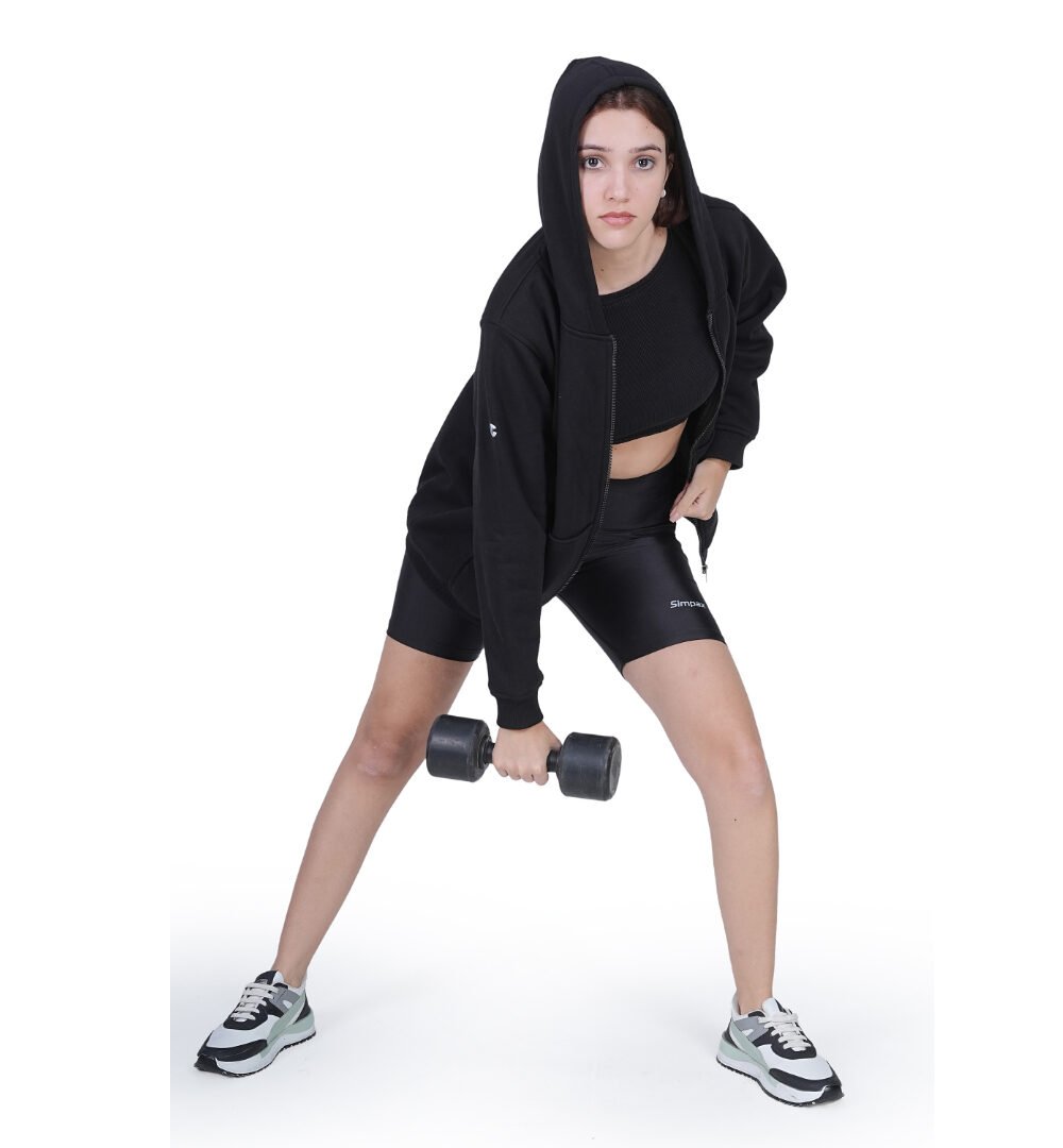 ORSA Women Solid Black zipper Sweartshirt Hoodie Full Sleeves - Image 6