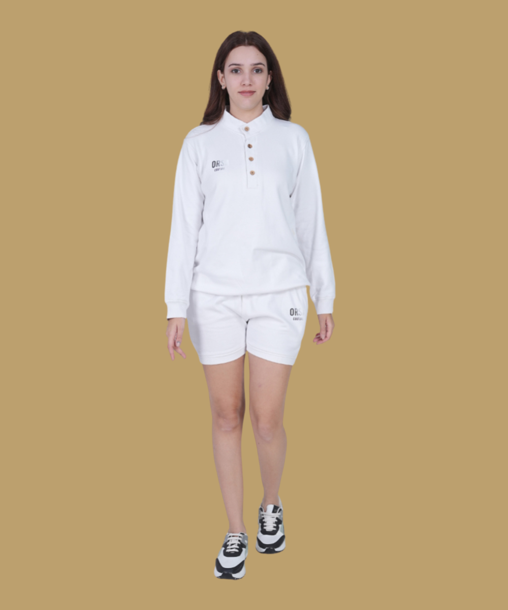 ORSA White Tracksuits with Shorts for Women