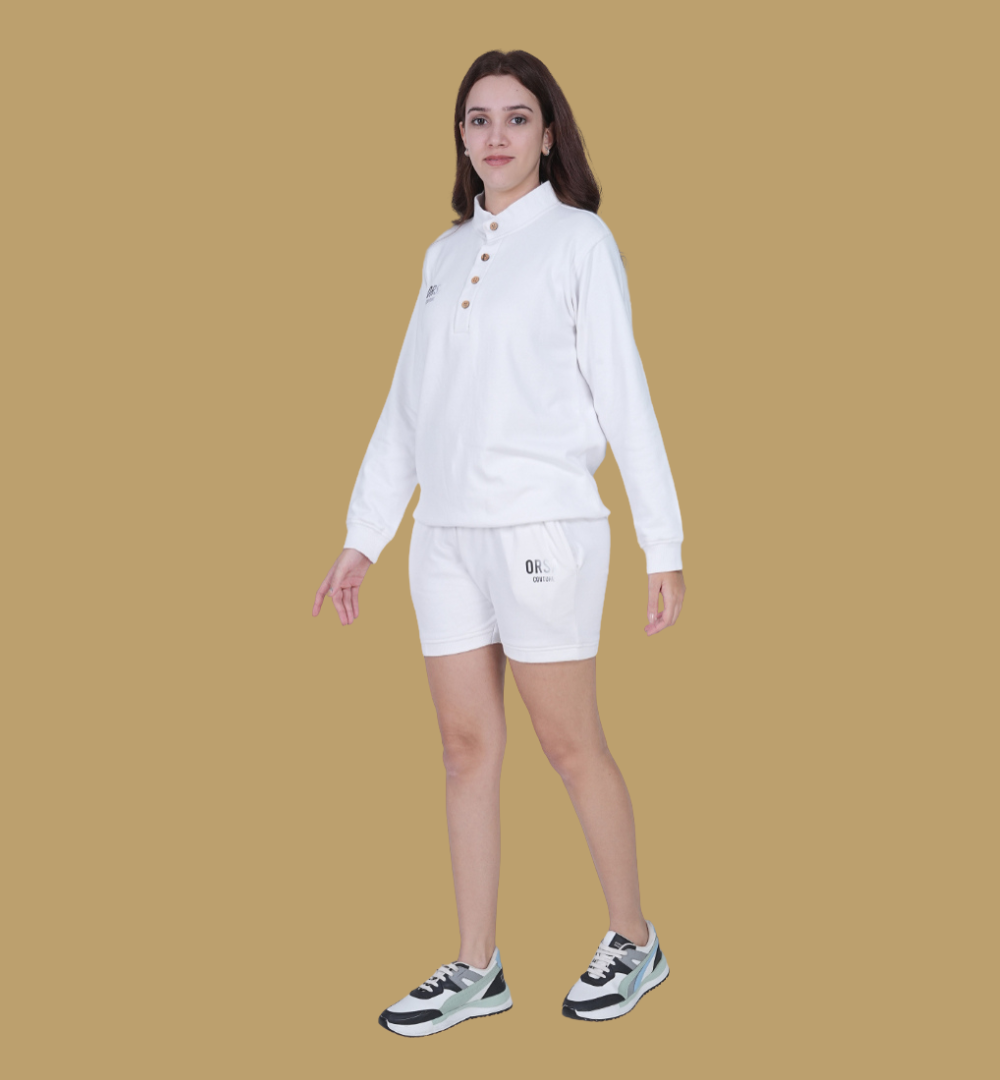 ORSA White Tracksuits with Shorts for Women - Image 3