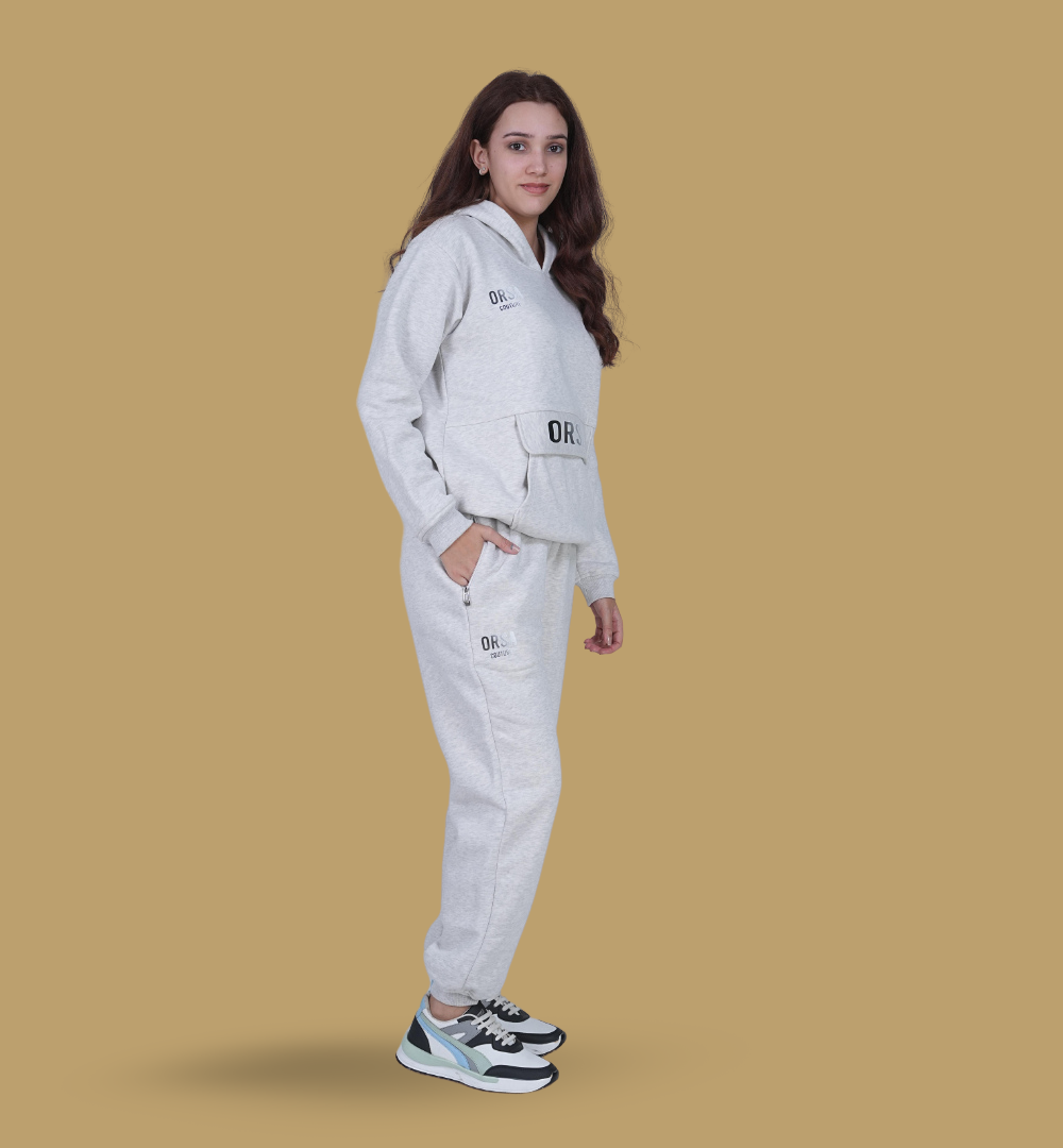 ORSA Womens Crème-White Hoodie Tracksuit co-ord - Image 4
